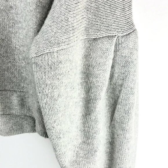Tibi PF/17 Heather Grey Cashmere Pleated Sleeve Cropped Pullover - Picture 4 of 9